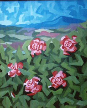 rose in un paesaggio 40x50 1999